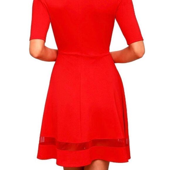 Lulu’s Sheer Factor Red Mesh Skater Dress - Picture 2 of 14